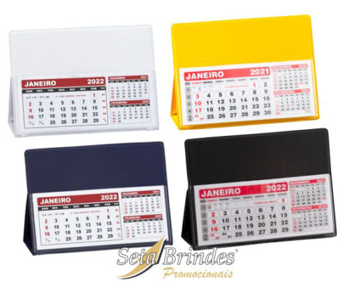 Calendário de mesa em PVC com Refil em papel