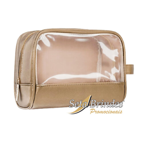 necessaire dourado com visor