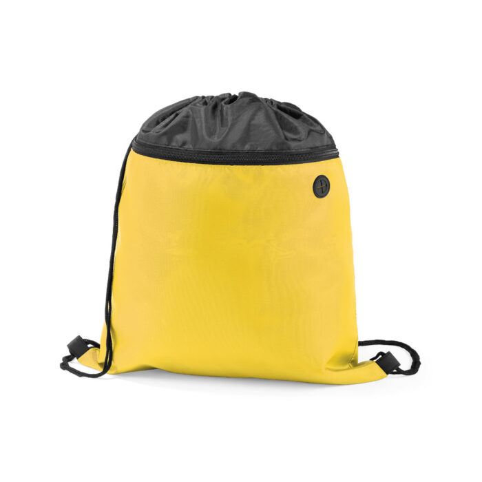 mochila saco em nylon amarelo