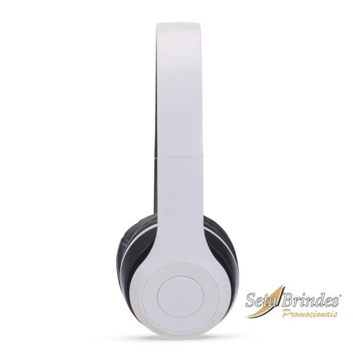 fone de ouvidos bluetooth branco lateral